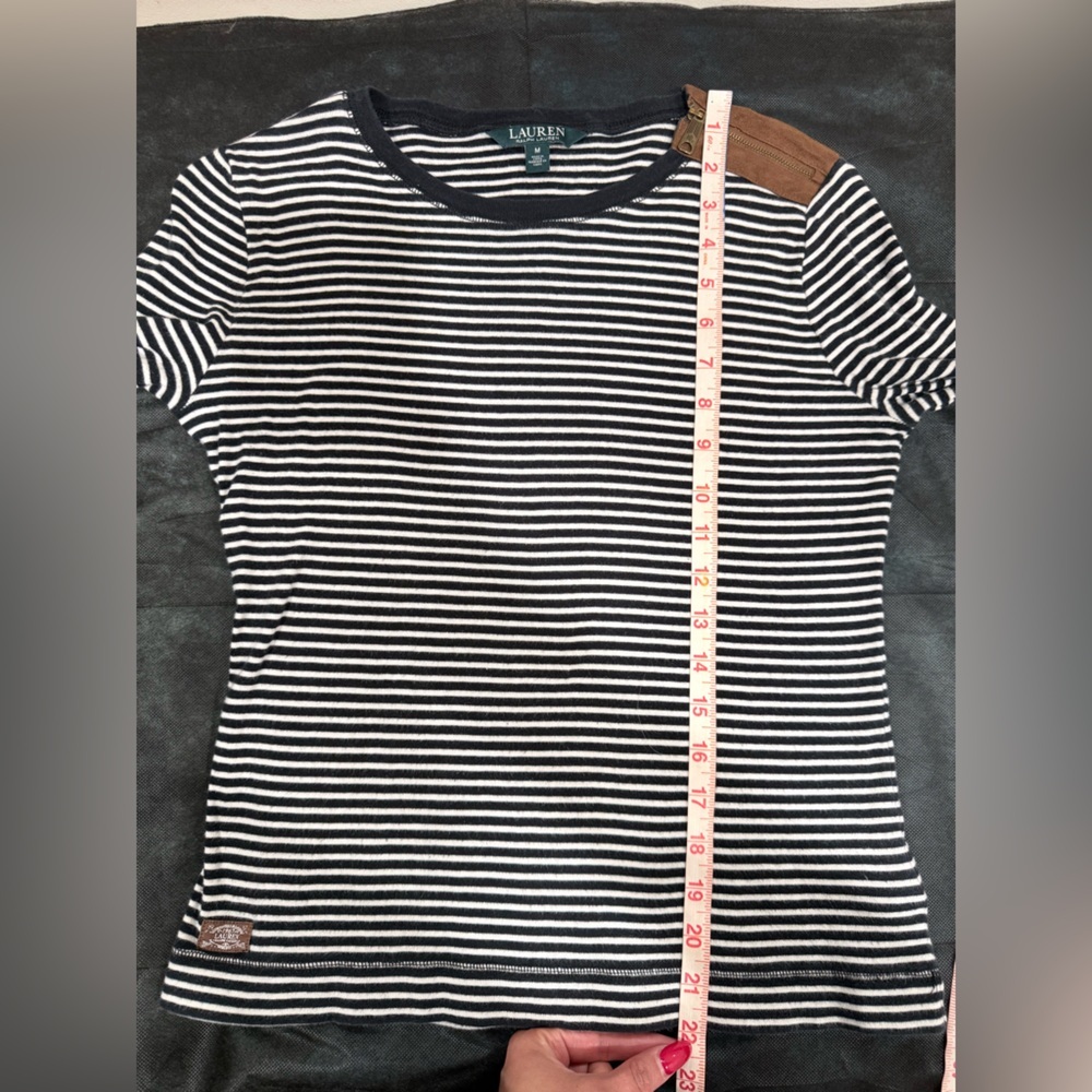 🔥Ralph Lauren Black and White Striped Women's Top Size M EC🔥 - Picture 6 of 7
